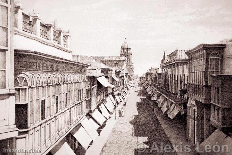 Mercaderes Street. 19th century, Lima